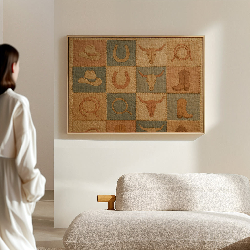 Western Icons Patchwork Quilt Print