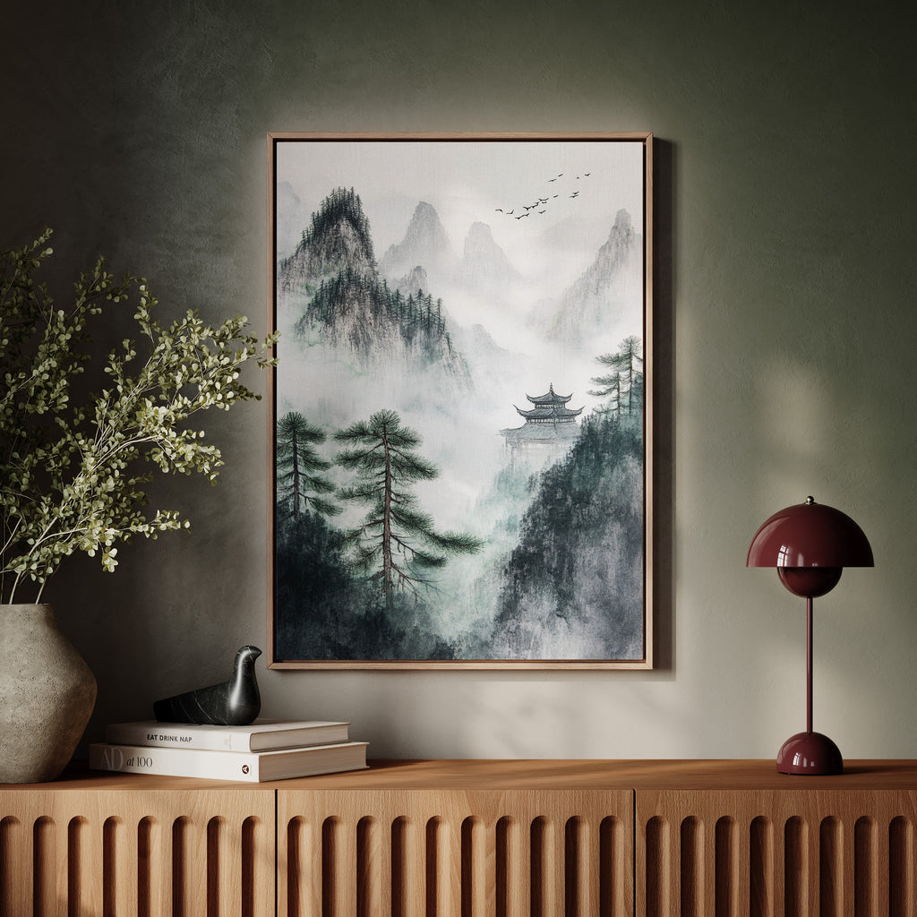 Misty Mountain Landscape – Tranquil Chinese Zen Wall Art