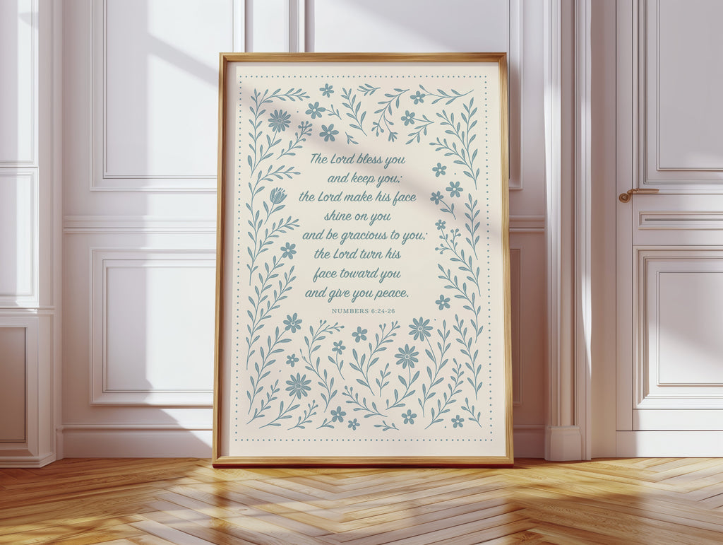 The Lord Bless You Floral Scripture Print