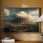Stormy Desert Mountain Canvas – Moody Western Landscape Wall Art