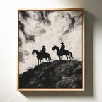 Cowboy Ridge Silhouette Print – Western Horseback Wall Art