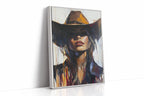 Shadowed Cowgirl Canvas – Western Femme Fatale Wall Art