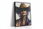 Shadowed Cowgirl Canvas – Western Femme Fatale Wall Art