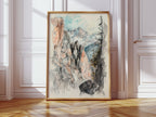 Alpine Canyon Watercolor Print – Mountain Cliff Wall Art