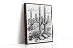 Desert Cactus Line Drawing – Southwestern Saguaro Wall Art