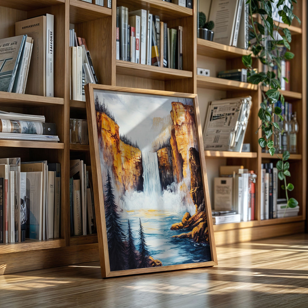 Majestic Waterfall Canyon – Nature Landscape Wall Art