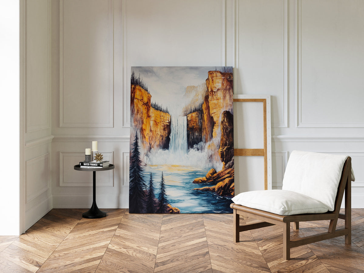 Majestic Waterfall Canyon – Nature Landscape Wall Art