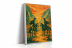 Skeleton Riders at Sundown – Surreal Western Desert Cowboy Art Print
