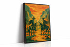 Skeleton Riders at Sundown – Surreal Western Desert Cowboy Art Print