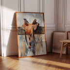 Resting Leather – Western Saddle on Fence Painting