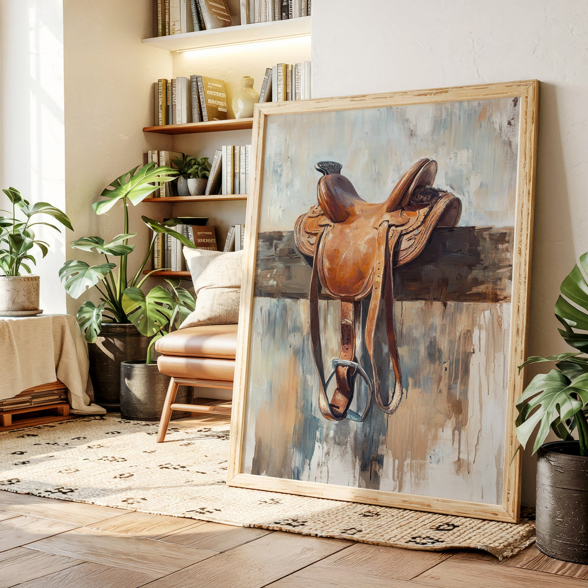 Resting Leather – Western Saddle on Fence Painting