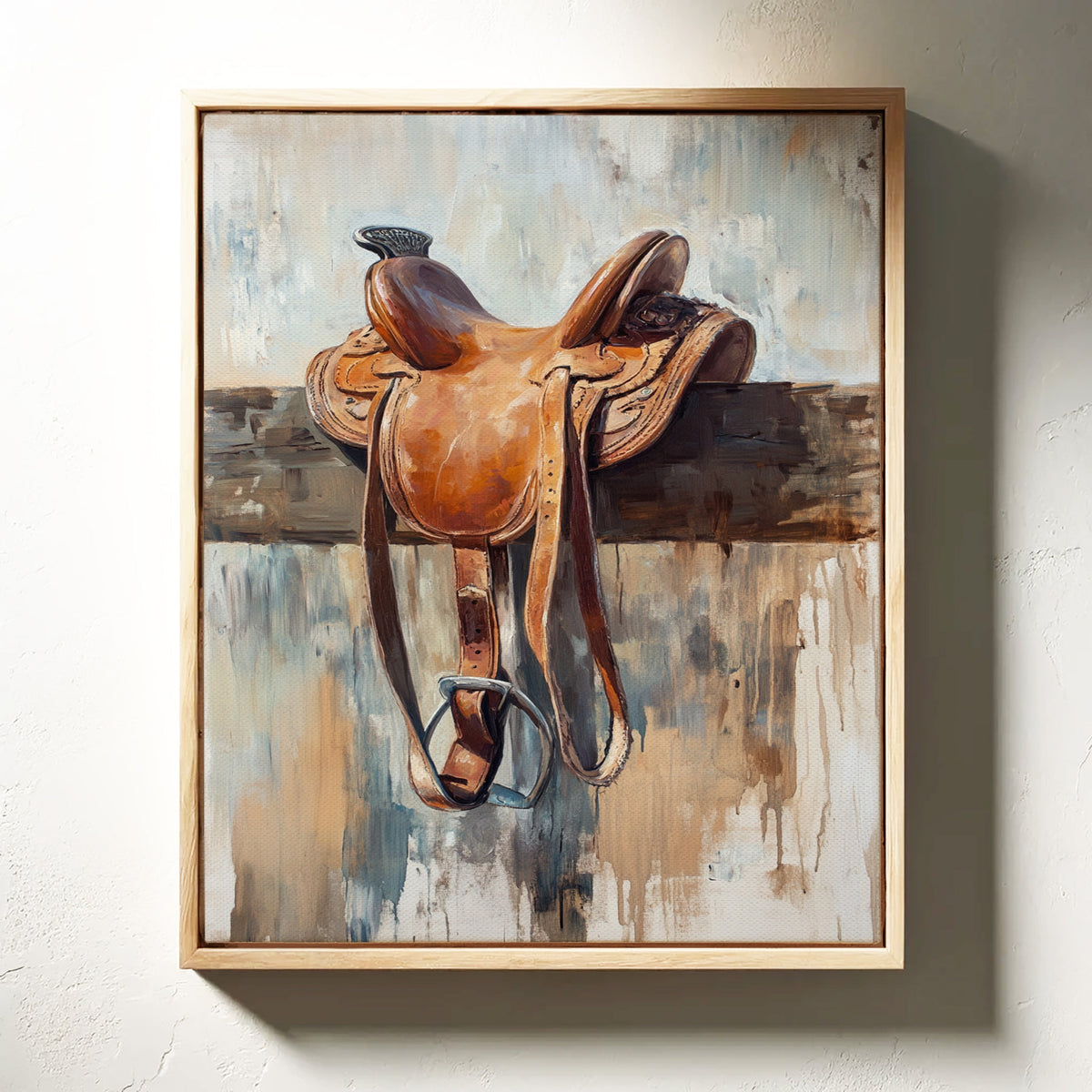 Resting Leather – Western Saddle on Fence Painting