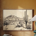 Sonoran Stillness – Vintage Desert Landscape Illustration