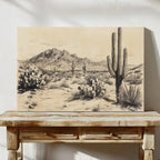 Sonoran Stillness – Vintage Desert Landscape Illustration