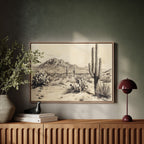 Sonoran Stillness – Vintage Desert Landscape Illustration