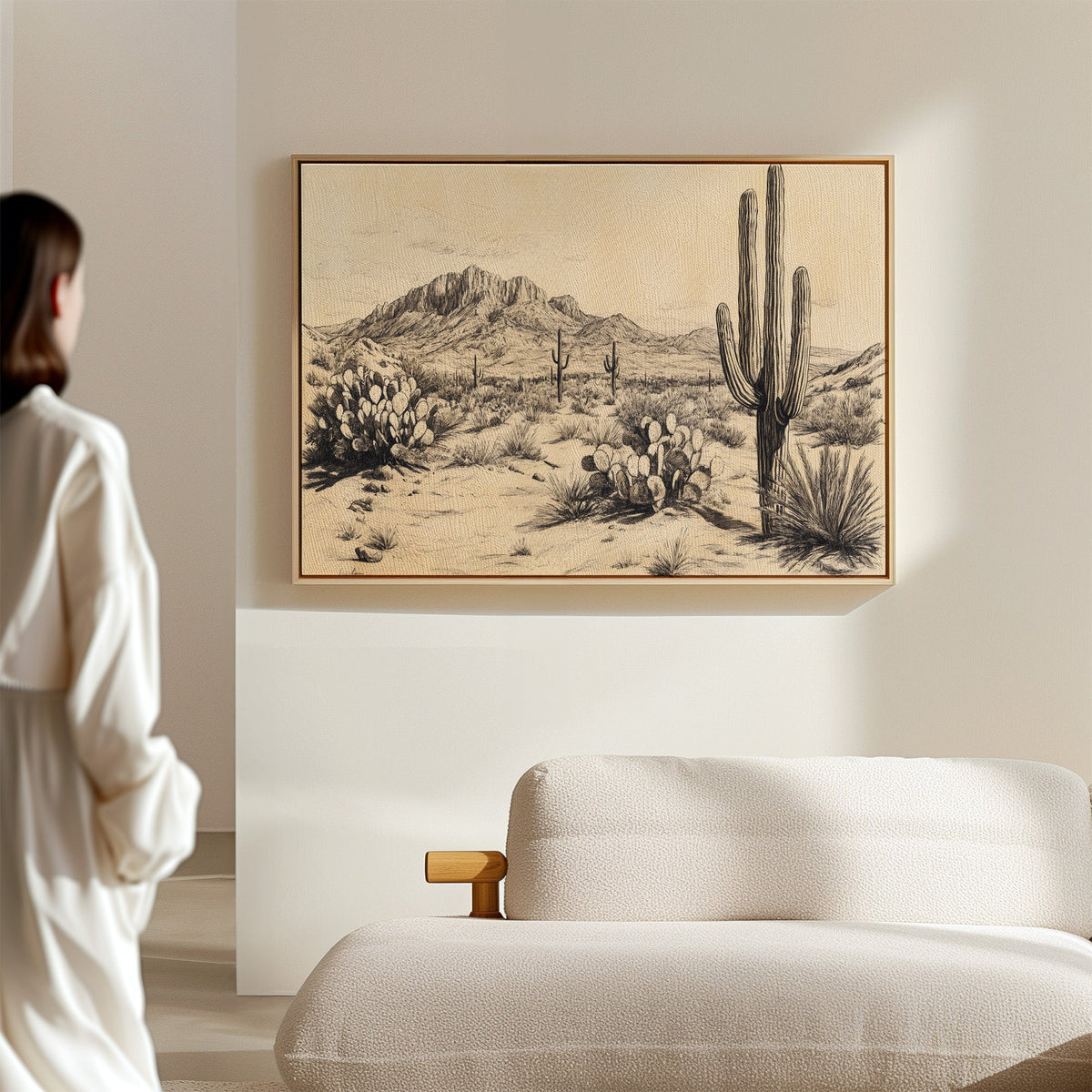 Sonoran Stillness – Vintage Desert Landscape Illustration