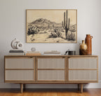 Sonoran Stillness – Vintage Desert Landscape Illustration