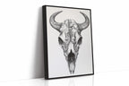 Western Bison Skull – Black Ink Rustic Wall Art