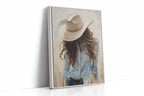 Cowgirl in Blue – Soft Western Elegance Canvas Print