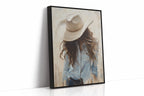 Cowgirl in Blue – Soft Western Elegance Canvas Print