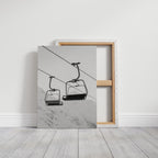 Solitude in Ascent – Minimalist Ski Lift Black & White Print