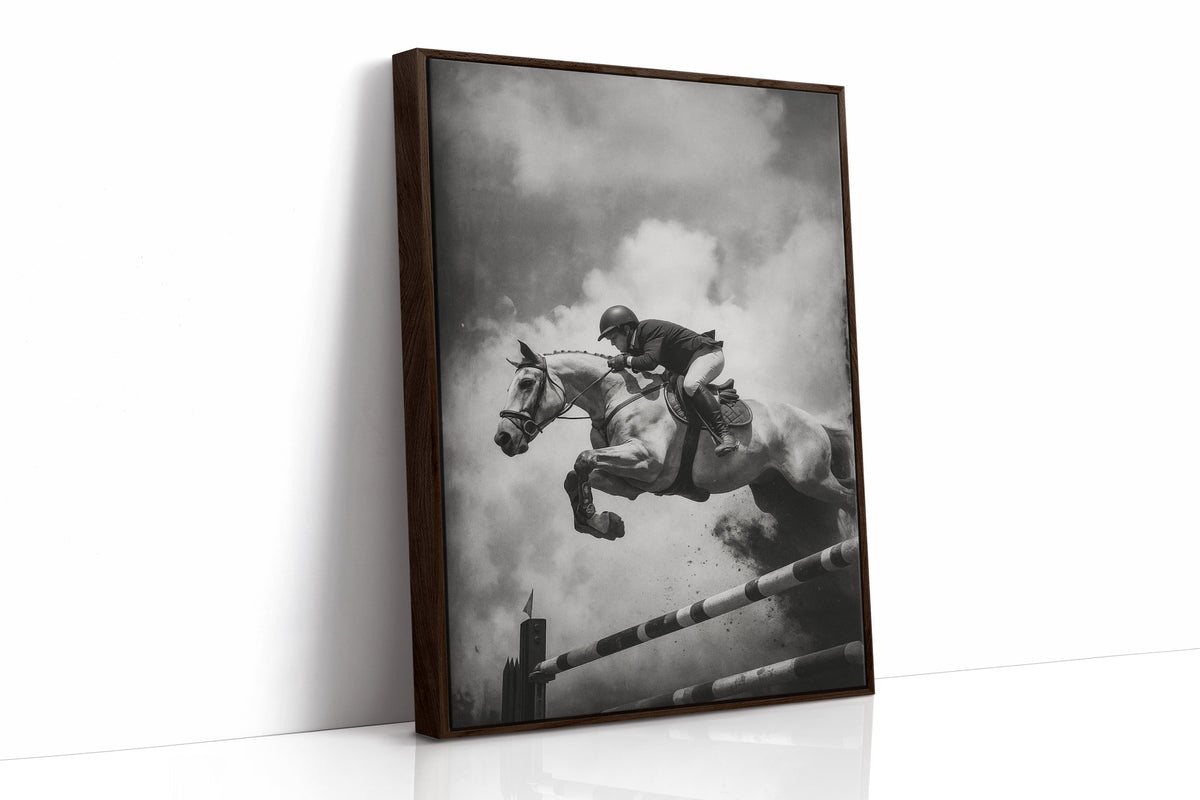 “Airtime” – Black & White Show Jumping Photography Print