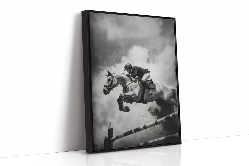 “Airtime” – Black & White Show Jumping Photography Print