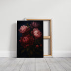 Crimson Peonies in Midnight Bloom