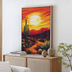 Desert Sunset Cactus Print – Vibrant Southwestern Wall Art