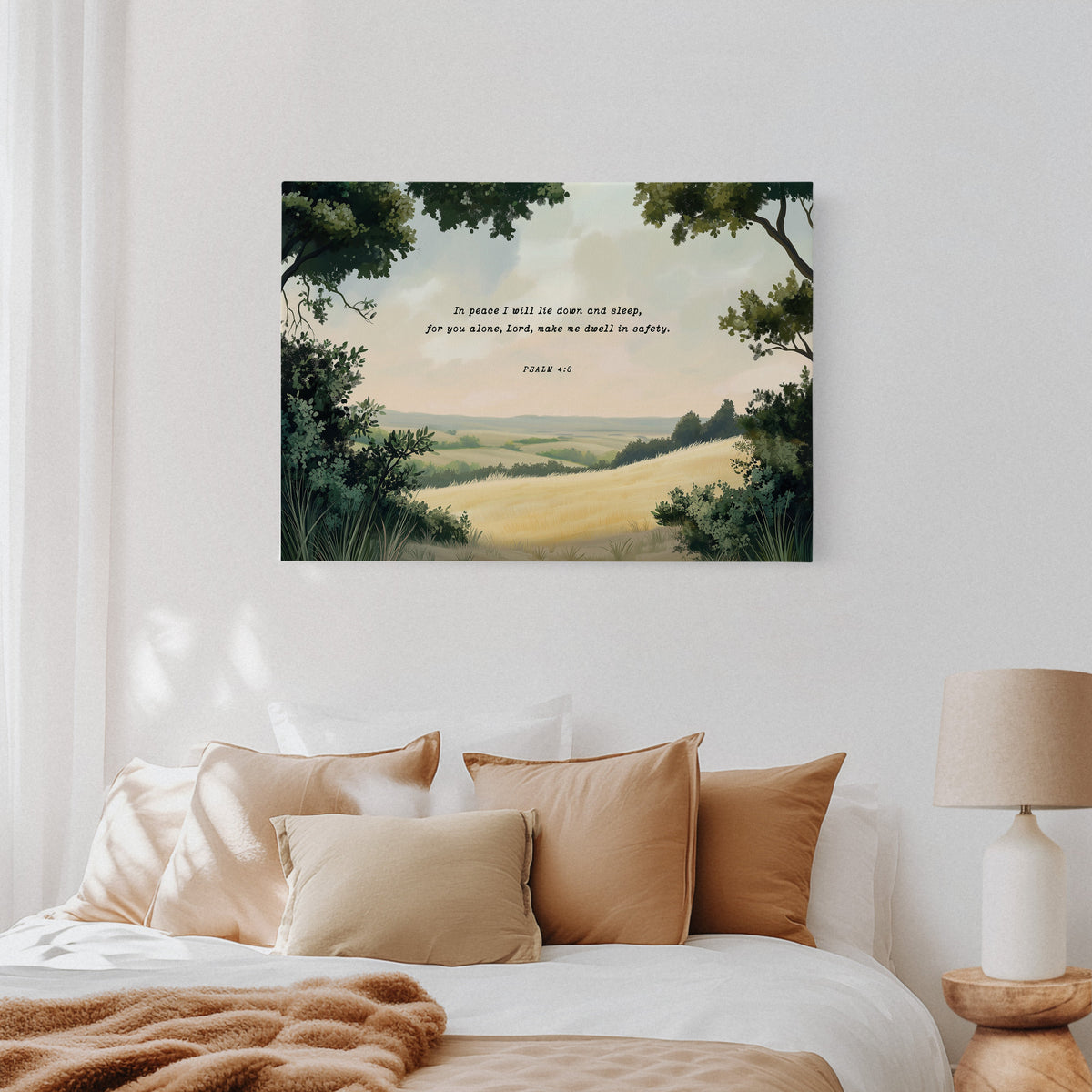 Peaceful Meadow with Psalm 4:8 Scripture
