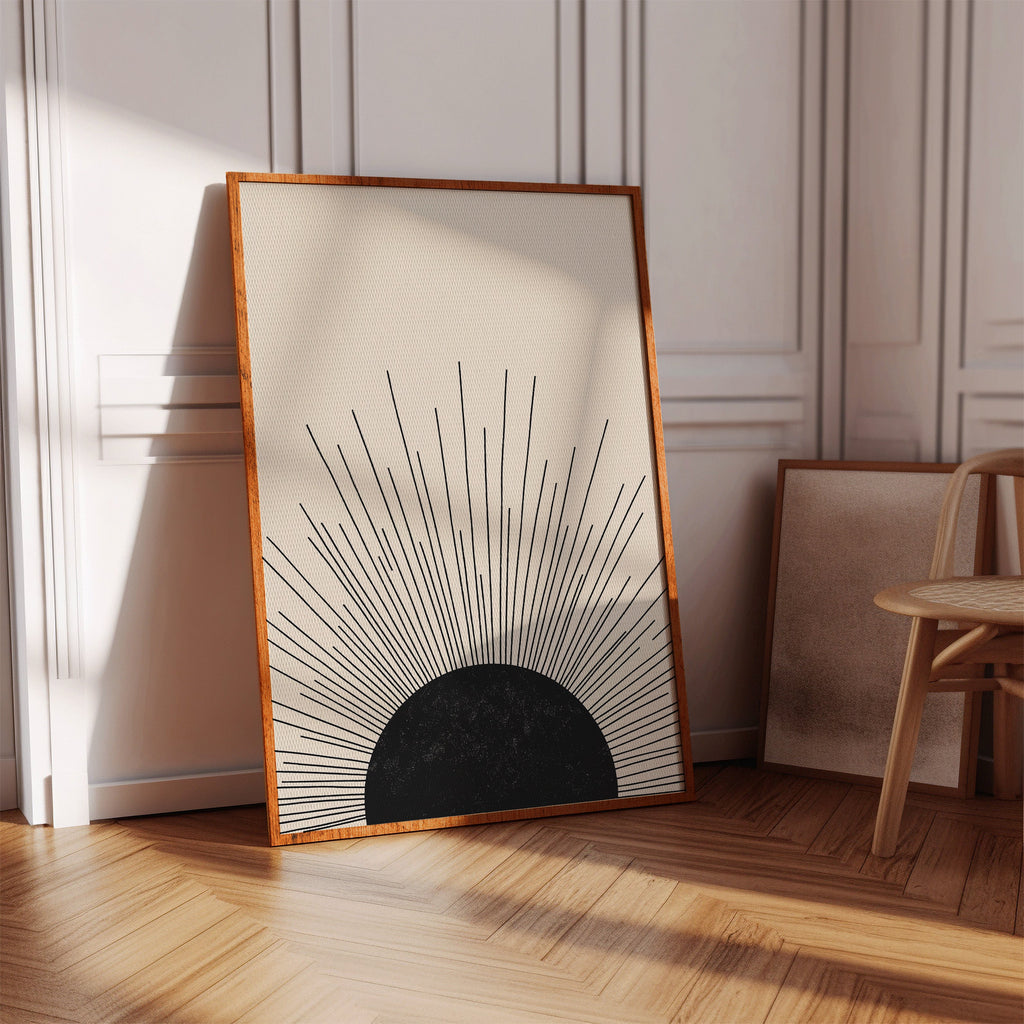 Minimal Black Sunburst Rising