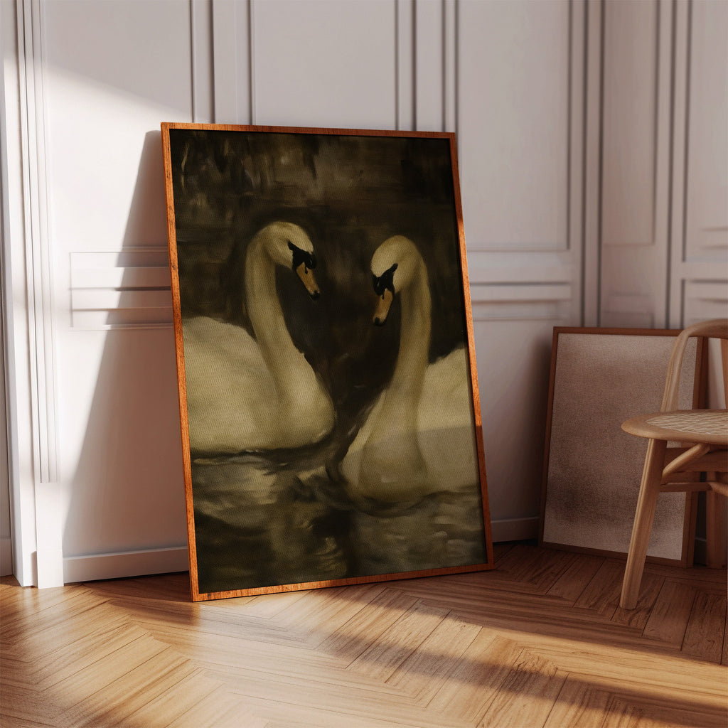 Two Swans in Quiet Reflection