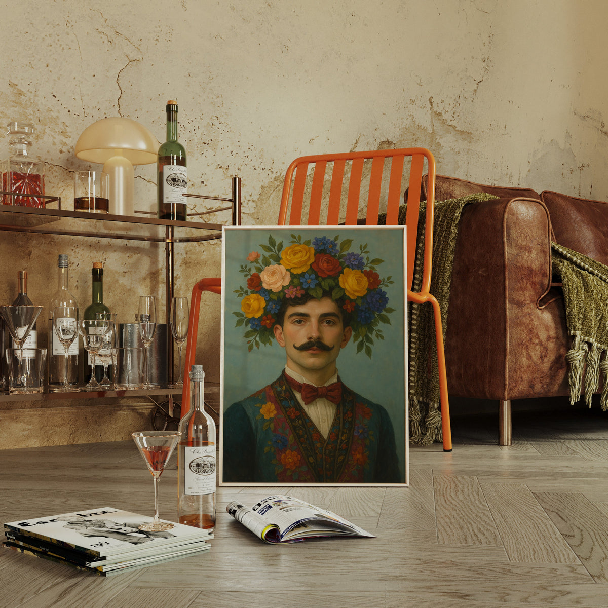 Floral Nobleman in Crimson Bowtie