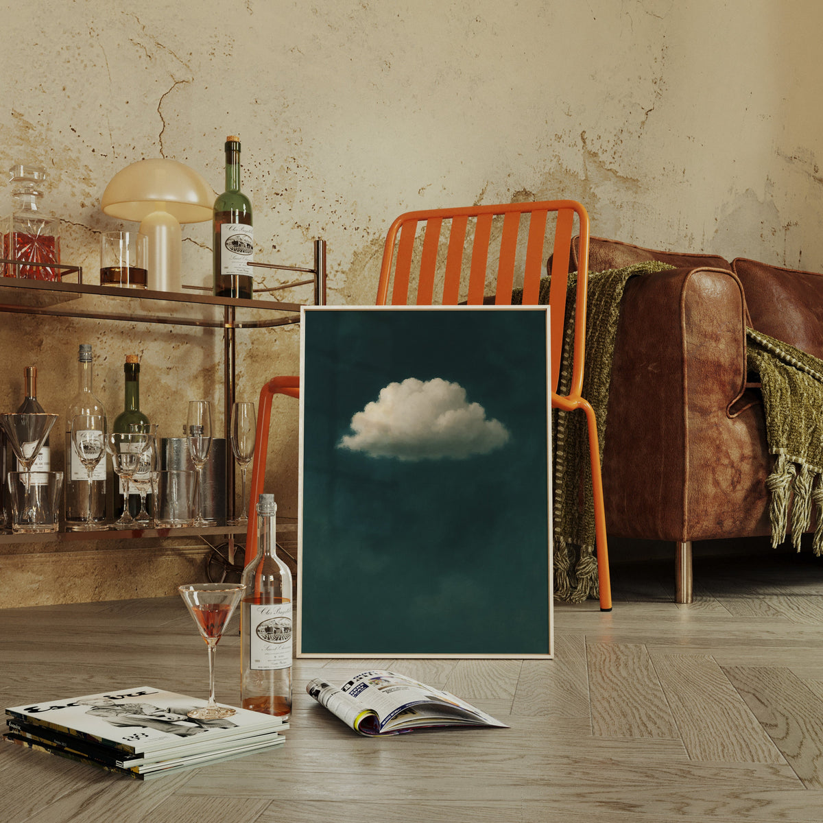 Lonely Cloud in Deep Teal Sky