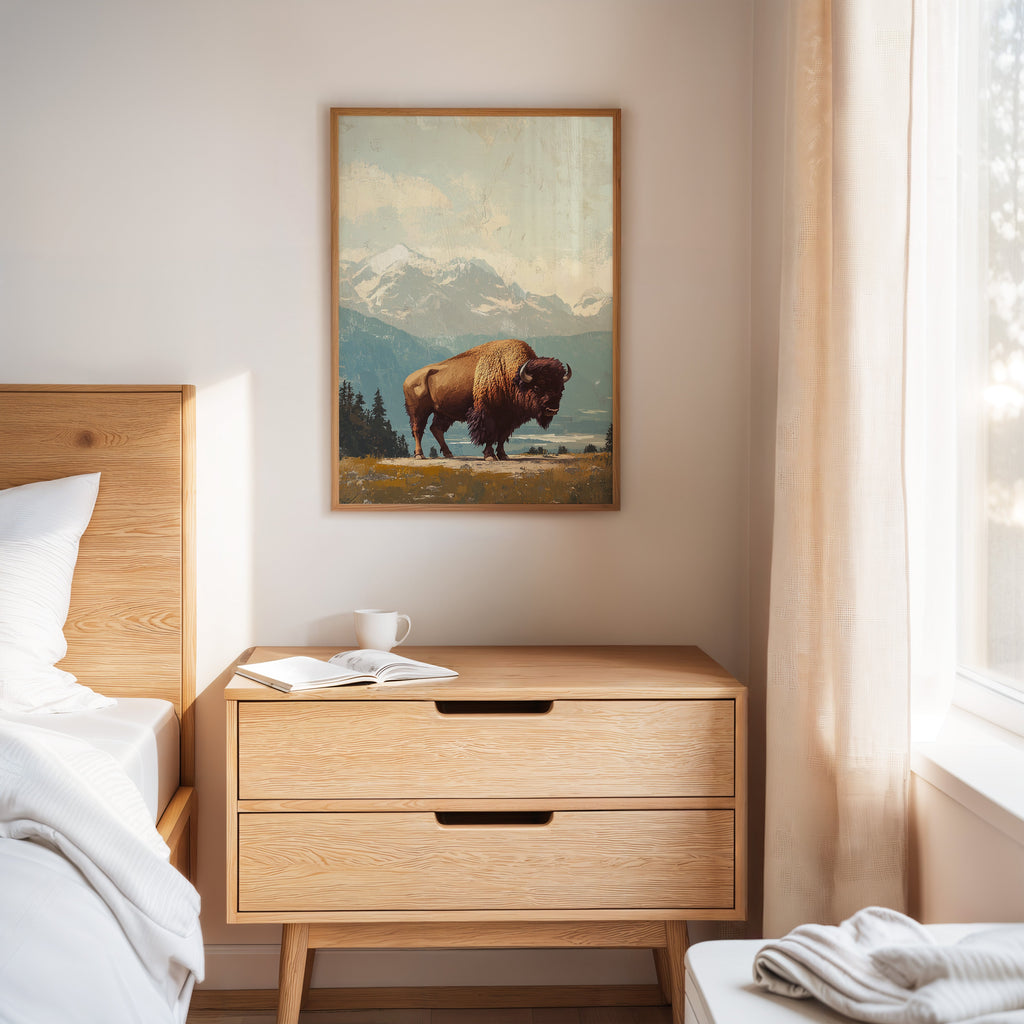 Bison Beneath the Mountain Sky