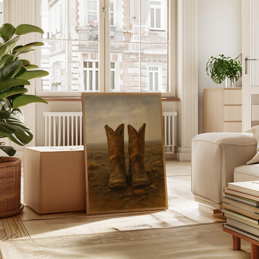 Western Boots Still Life – Cowboy Art Print