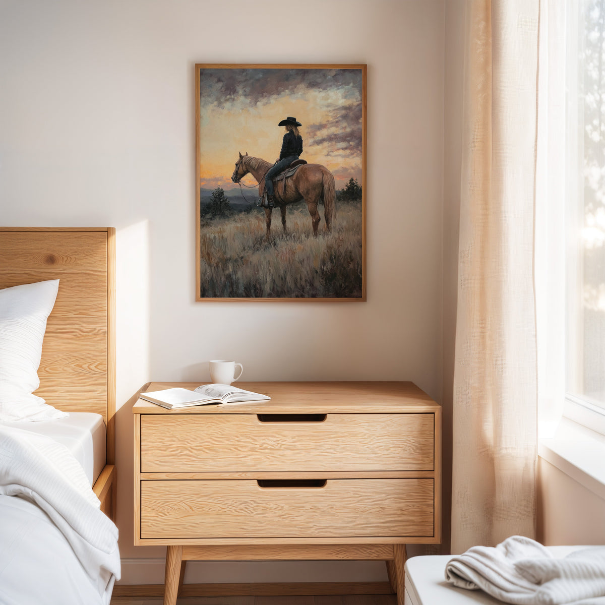 Evening Watch – Cowgirl and Horse at Sunset