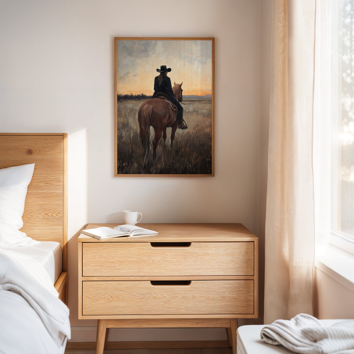 Back to the Prairie – Cowgirl on Horse at Dusk