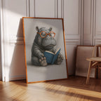 Baby Hippo Reading with Glasses