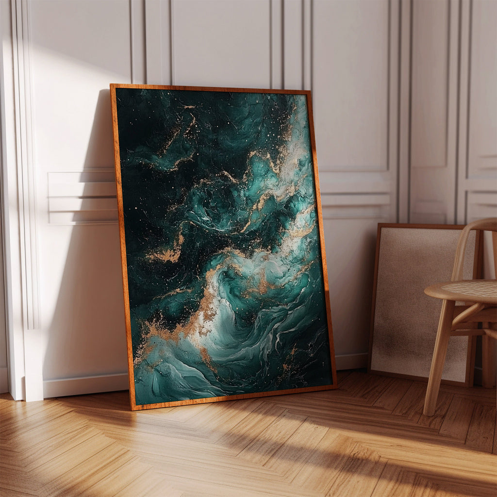 Celestial Drift in Emerald and Gold