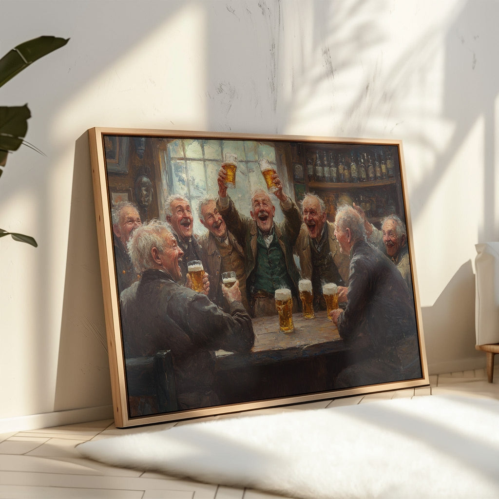 Timeless Camaraderie: Vintage Pub Celebration Canvas Wall Art