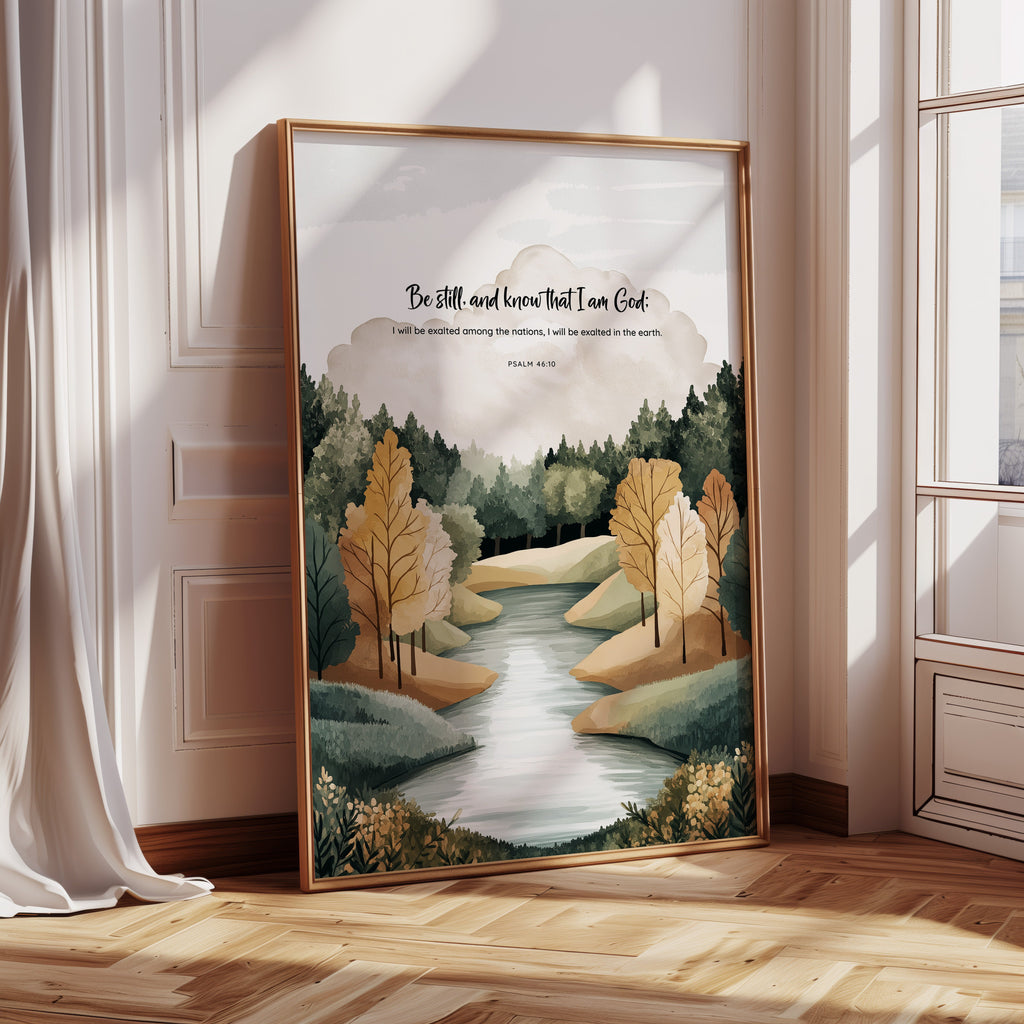 Be Still Autumn River Psalm Print