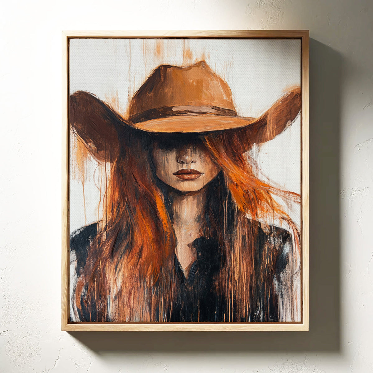 Western Flame – Bold Redhead Cowgirl Art