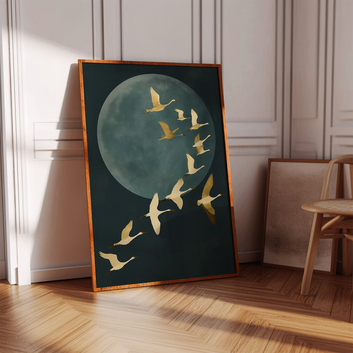 Golden Flight Beneath a Silent Moon