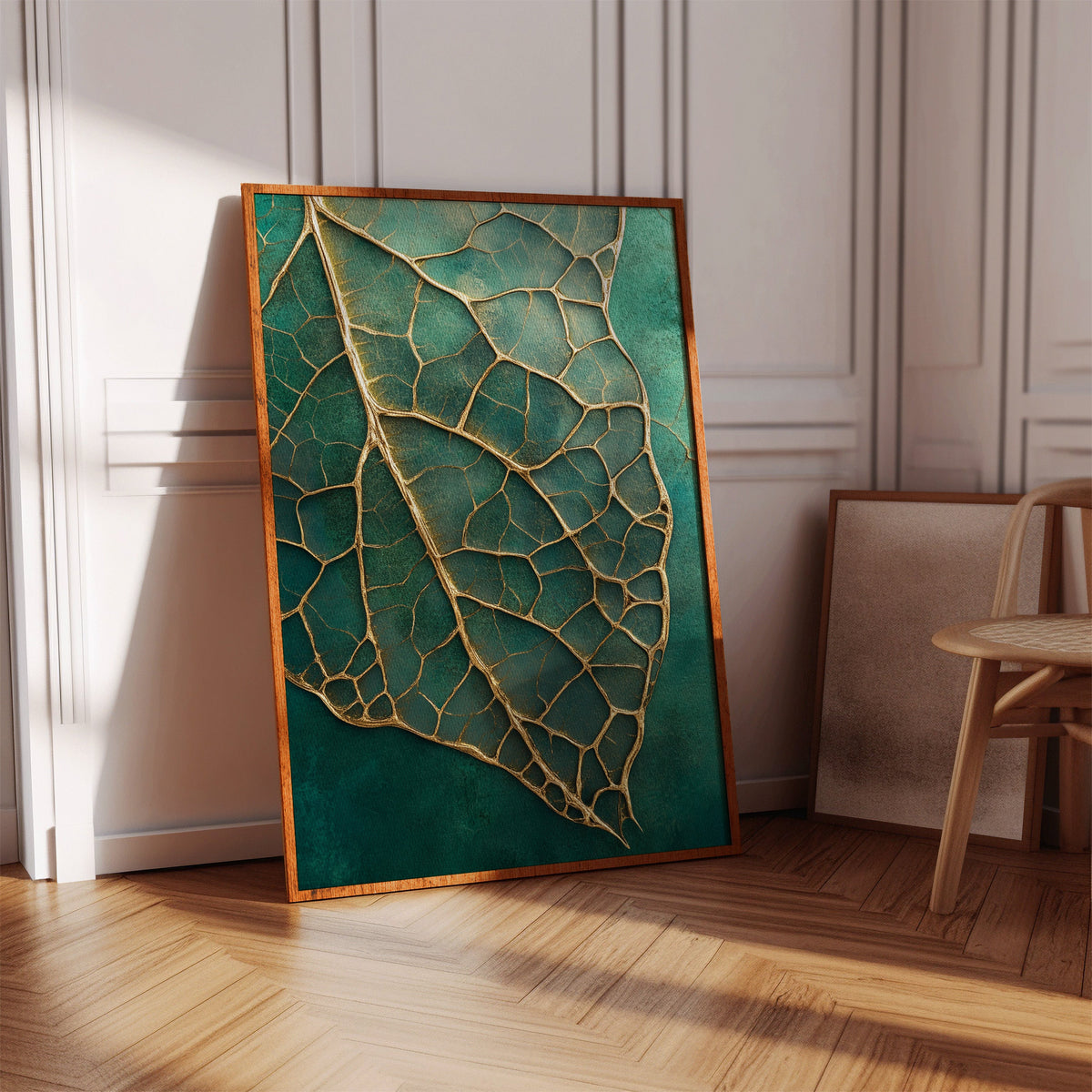 Golden Vein Leaf on Emerald