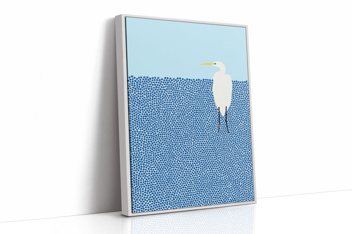 Egret in Blue Dotted Waters