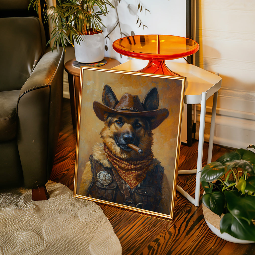 German Shepherd Sheriff in the Saddle