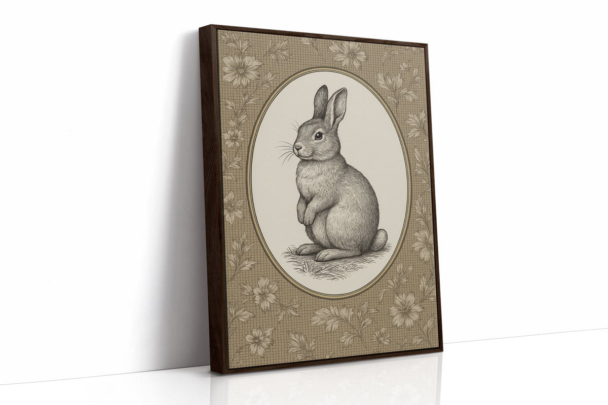 Victorian Rabbit in Floral Frame