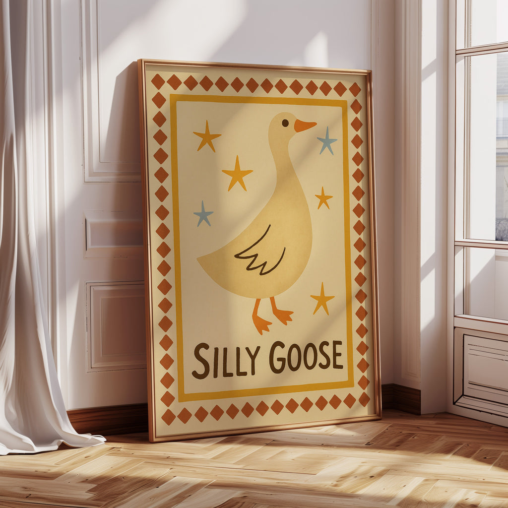 Silly Goose Folk Art Print