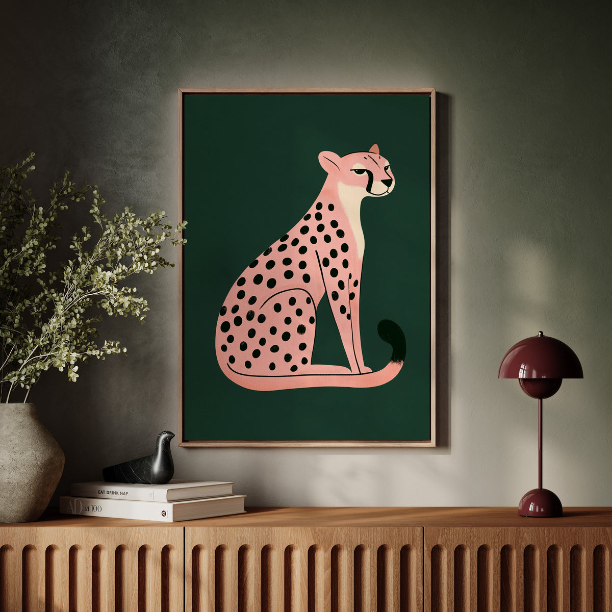 Sassy Coral Cheetah Illustration